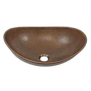 Sinkology Confucius Metal Oval Vessel Bathroom Sink (SNKO1057)-Overall 19'' L x 14'' W x 7'' H