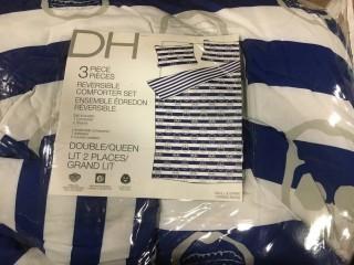 Distinctly Home-3PC Reversible Comforter Set-Double/Queen-Skulls And Stripes