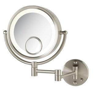 Jerdon Halo Wall Mount Lighted Mirror (JED1033)-Nickel Finish