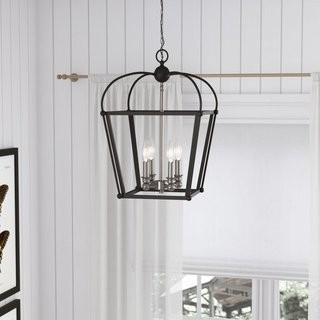 Laurel Foundry Modern Farmhouse Gladding 4-Light Foyer Lantern Pendant (LFMF2107_23347608)-Antique Silver Leaf
