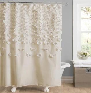 Lucia Ivory Fabric Shower Curtain