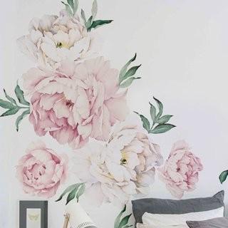 Simple Shapes Peony Flowers Wall Decal (SSHA1171_20780732)-Vintage Pink-52'' H x 50'' W