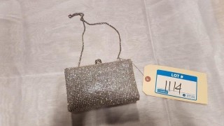 Moyna Couture - Ladies Silver Rhinestone - Clutch Purse - 