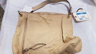 Calvin Klein - Cream Color Ladies Handbag - (Strap on Side Loose)