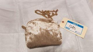 Design Lab - Suede Cloth Ladies Smal Clutch Purse - Champagne Color