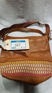 Fossil Ladies Handbag - Light Brown Patterned Front - 