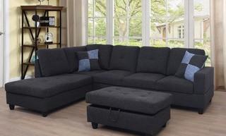 Russ Sectional with Ottoman (ANDV3273_25772949_25772958)-Dark Grey