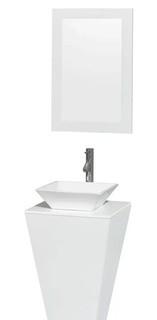 Esprit Arista 20.1 Single Pedestal Bathroom Vanity Set with Mirror in White (WDX4017_20959189)-White