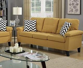 Poundex F6906 Bobkona Tyler Linen-Sofa- Citrus