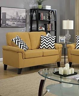 Poundex F6906 Bobkona Tyler Linen-Loveseat- Citrus