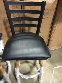 Bar Stool-Metal/Leather-Black 33"