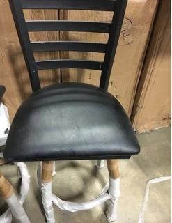 Bar Stool-Metal/Leather-Black 33"
