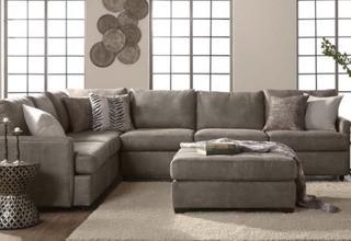 Serta 108000 Sectional Sofa-Color : Goliath Mica with Bentley Fur and Sediment Stone Toss Pillows (Ottoman Not Included!)