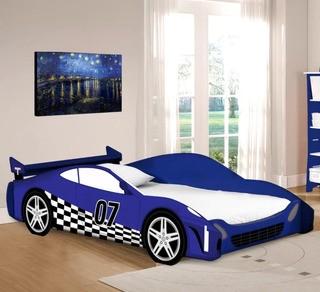 Legare Furniture Race Twin Car Bed LGR1356) - Blue/White