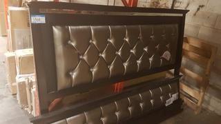 King Size Bed - Blk/Mirror Inserts - Small damage on corner
