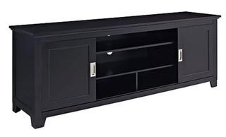 Walker Edison - 70" Wood TV Console w/Sliding Doors - Matte Blk - 