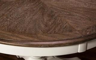 Hillsdale  Furniture - Embassy 48" round wood Dining Table - Driftwood& White Apron & Espresso Legs )