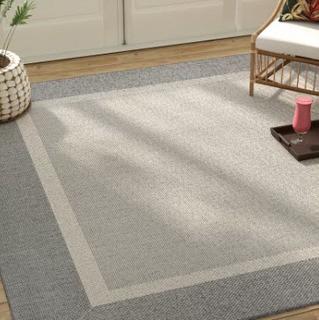 Beachcrest Home Linden Grey Indoor/Outdoor Area Rug - 8'6" Square
