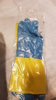 (11) PAIRS BLUE & YELLOW RUBBER GLOVES-CB12-2011