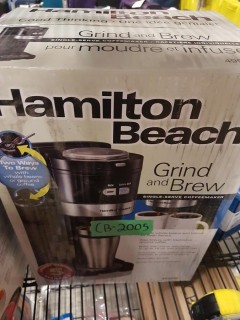 HAMILTON BEACH GRIND & BREW SINGLE SERVE COFFEE MAKER-CB12-2005