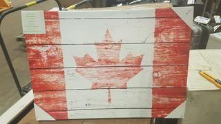 (3) RUSTIC WOOD CANADA FLAG PRINTS-CB12-2003