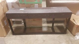 64" Graphite Grey Art Deco Console Table FT64ST-Chipped Glass