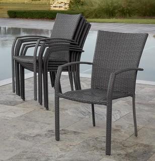 Edwards Stacking Patio Dining Chair with Cushion (HIDN1666_26961383)-Tan-6PC