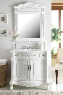 36" Benton Collection classic style antique white Fairmont Bathroom Sink Vanity & Mirror Set BC-3905W-AW-36MIR