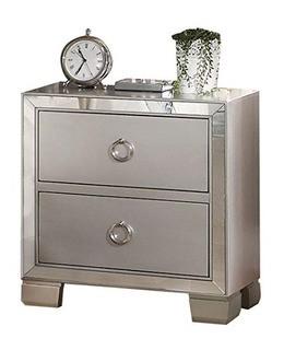 ACME Voeville II Platinum Nightstand-Crack In The Mirror At The Bottom