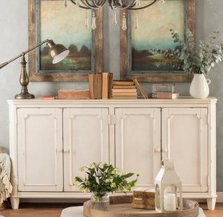 Astoria 4 Door Accent Cabinet (LRKM4969)-Gold