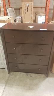 Bedroom Chest 4 Drawers- Cherry Wood Red-Broken Knob