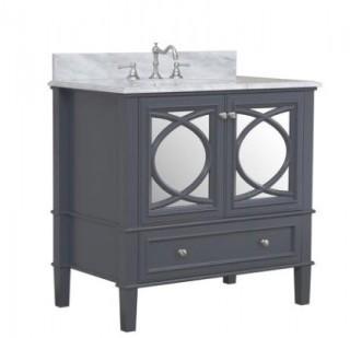 Kitchen Bath Collection- 36" Bathroom Vanity  (Carrara/Charcoal Gray)