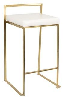 Gary 30.75" Bar Stool-White/Gold-2PC
