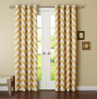 Zipcode Design Chaplin Chevron Semi-Sheer Thermal Grommet Curtain Panels (ZPCD3045_22824873_22824874)-Yellow-2 Panels-52x63"