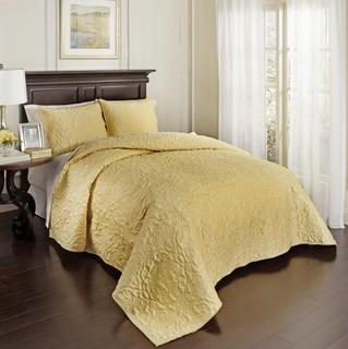 Beautyrest Valentre 3 Piece Coverlet Set (BTY1234_23191286_23190650)-Queen-Light Gold 