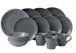Gordon Ramsay by Royal Doulton Maze 16 Piece Dinnerware Set, Service for 4 (SAY1177_17223205)-Dark Grey