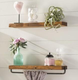 Laurel Foundry Modern Farmhouse Drew 2 Piece Wall Shelf Set (LFMF3260_25768830)-Walnut