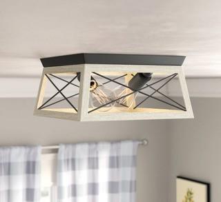 Laurel Foundry Modern Farmhouse Delon 2-Light Flush Mount (LFMF3301_25779371)-Graphite