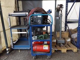Miller 60m Series 24v Wire Feeder c/w Cart and Miscellaneous Items