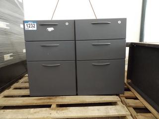 Lot of (2) Wooden 3 Drawer Filing Cabinets