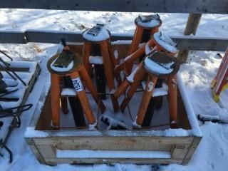 Lot of (8) Metal Jack Stands and Material Stands, Various Sizes