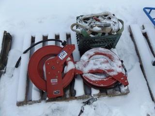 Lot of (2) Lincoln Hose Reel and Quantity of Fabric Sling Straps