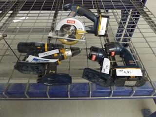 Ryobi Tools (2) Cordless Drills (2) Flashlights & (1) Cordless Circular Saw