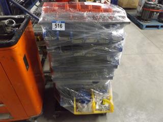 Quantity of Misc. Plastic Part/Bolt Trays c/w Assorted Fasteners & Stand