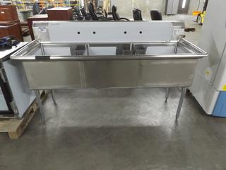 Stainless Steel 3 Place Commercial Sink 78"x30"x32"