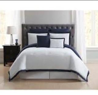 Ivy Bronx Christian 7 Piece Duvet Cover Set (GRYL5112_33393239_33393240)-King/Cal King-Grey/Black