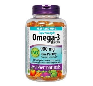 Webber Naturals-Triple Concentration Omega 3-900mg-180 Softgells-2 Pk