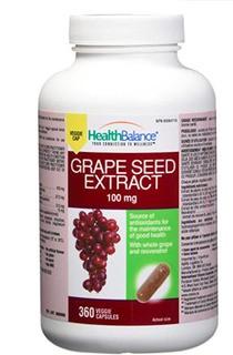 HealthBalance Grape Seed Extract 100mg-360 Capsules-3PK