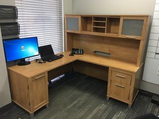 2'x6' L-Shaped Desk c/w Stack On and Credenza