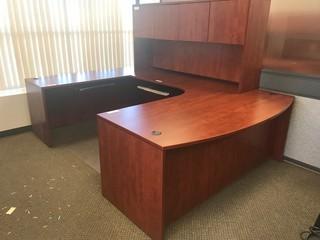 3'x6' U-Shaped Office Desk c/w Stack On & Filing Cabinet